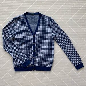 ZANONE Navy Slim Fit Houndstooth Cardigan Sweater Men’s Size 52